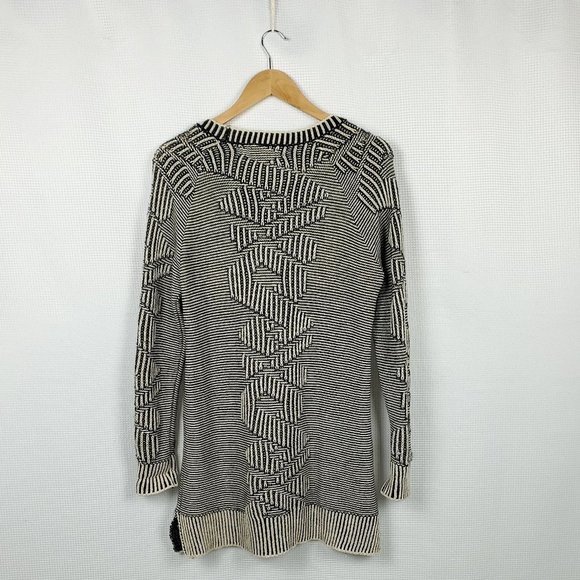 COTTON Striped Black and White Women's Sweater - Picture 8 of 11